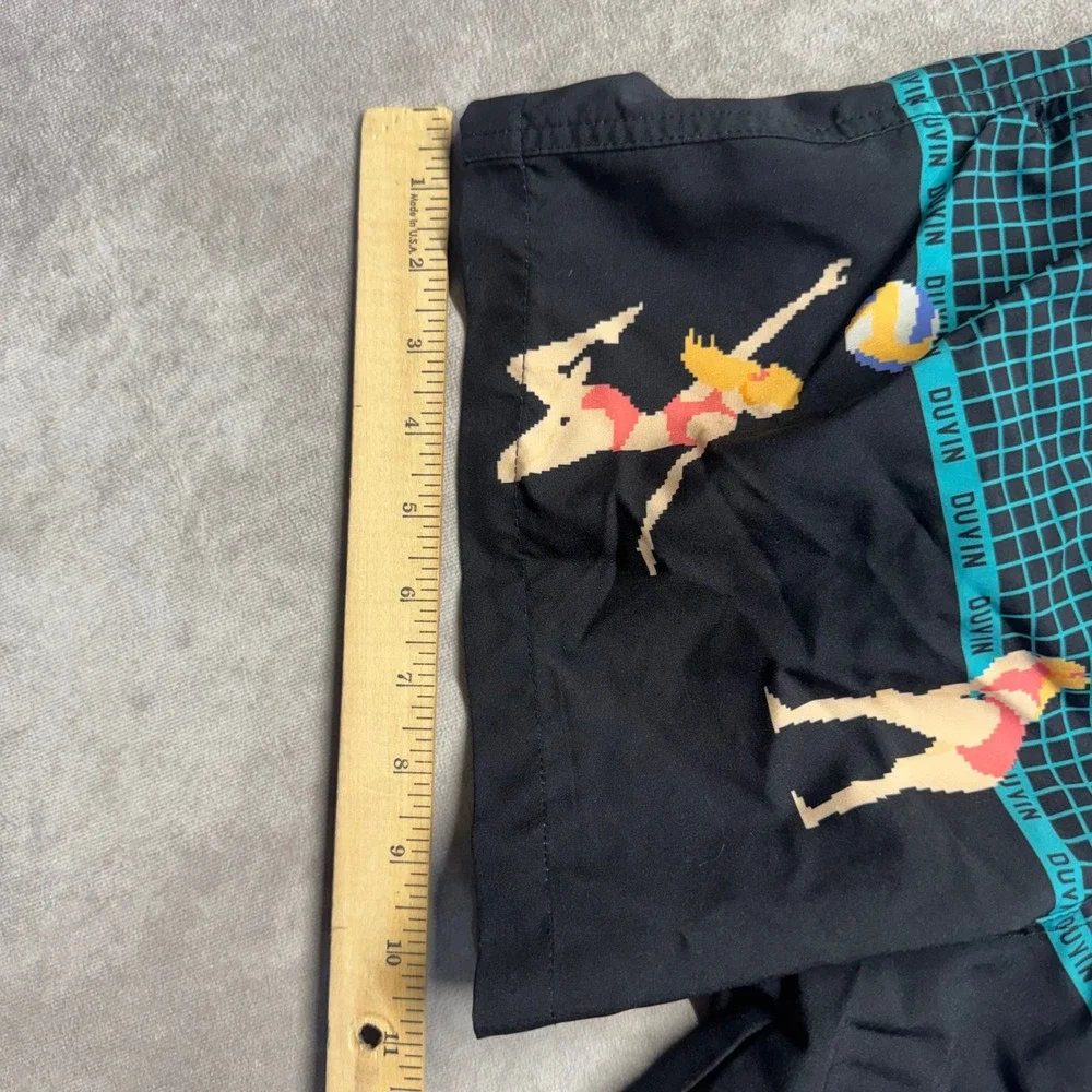 Duvin Design Co Mens Pixel Volleyball Swim Trunks Black Size M